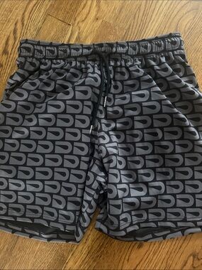 Kids Black & Gray Patterned Athletic Shorts
